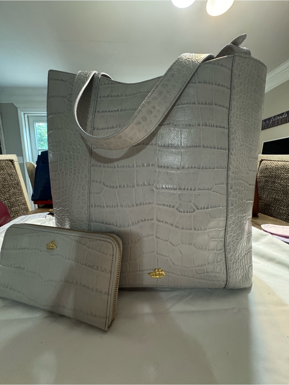 Brahmin Brayden Tote and Matching Wallet in Dove Gray
